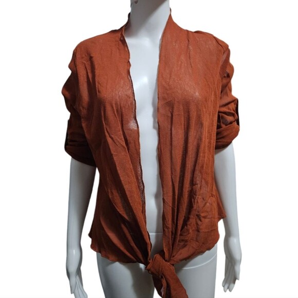 Soft Surroundings Front Tie Swim Coverup in Rust Brown - Picture 2 of 6